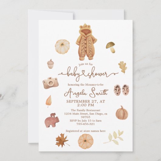 Boho Herfst minimalistisch modern neutraal Baby sh Kaart (Voorkant)