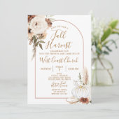 Boho herfst oogst pompoen, herfstfeest gemeenschap kaart (Staand voorkant)
