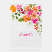 Boho herfst oranje bloem waterverf bruidswelkom acryl bord (Voorkant)