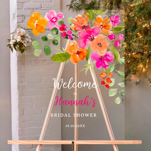 Boho herfst oranje bloem waterverf bruiloft welkom acryl bord