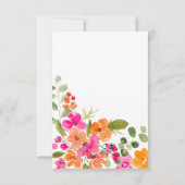 Boho herfst oranje bloemige waterverf bruidsdouche bedankkaart (Achterkant)