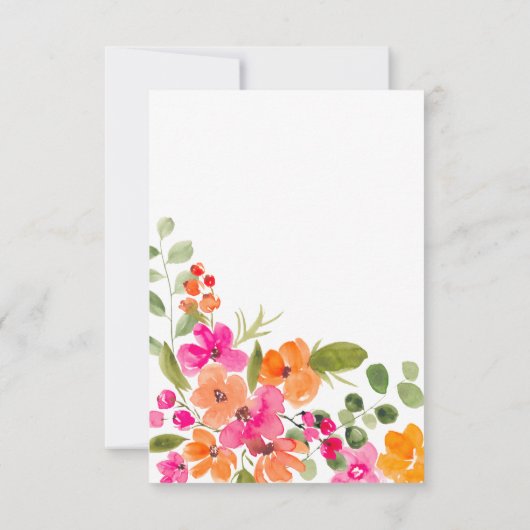 Boho herfst oranje bloemige waterverf bruidsdouche bedankkaart (Achterkant)