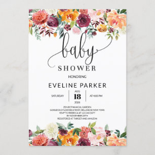 Boho Herfst oranje marigold baby shower Kaart