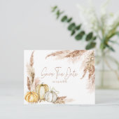 Boho Herfst Pampas Grass Sla de datum op Briefkaart (Staand voorkant)
