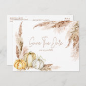 Boho Herfst Pampas Grass Sla de datum op Briefkaart (Voorkant / Achterkant)