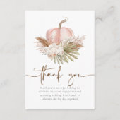 Boho Herfst Pampas & Pompoen Bruidsdiner Bedankkaart (Voorkant)