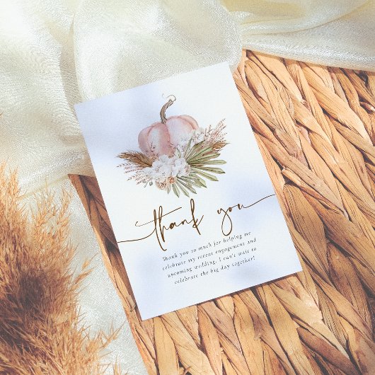 Boho Herfst Pampas & Pompoen Bruidsdiner Bedankkaart
