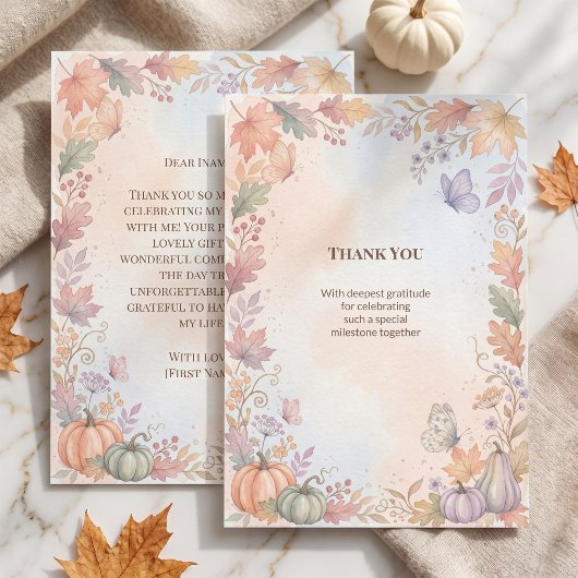 Boho Herfst Platte Bedankkaart