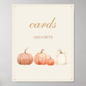 Boho Herfst Polka Dot Pompoenen Kaarten en geschen Poster (Voorkant)