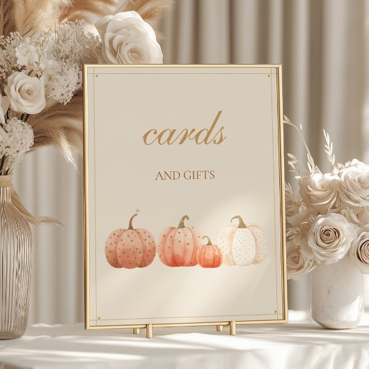 Boho Herfst Polka Dot Pompoenen Kaarten en geschen Poster