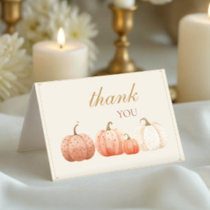 Boho Herfst Polka Dot Pumpkins Baby shower Bedankkaart
