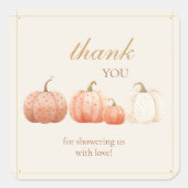 Boho Herfst Polka Dot Pumpkins Baby shower Bedankt Vierkante Sticker (Voorkant)