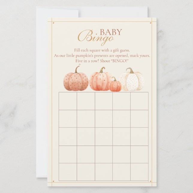 Boho Herfst Polka Dot Pumpkins Baby shower Bingo (Voorkant)