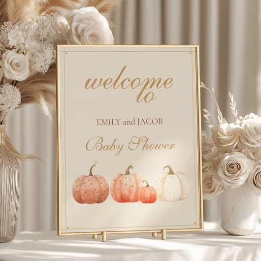 Boho Herfst Polka Dot Pumpkins Baby shower Welkom Poster