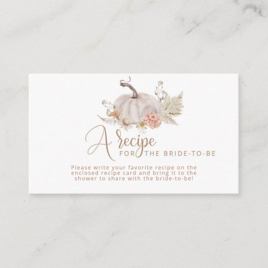 Boho herfst pomkin bridal recept informatiekaartje (Voorkant)