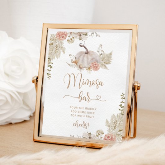 Boho herfst pomkin mimosa bar-bord poster