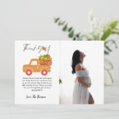 Boho herfst pompoen auto baby shower dank u kaart (Staand voorkant)