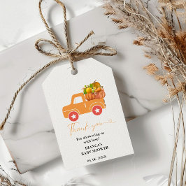 Boho Herfst pompoen auto dank u Baby shower Cadeaulabel