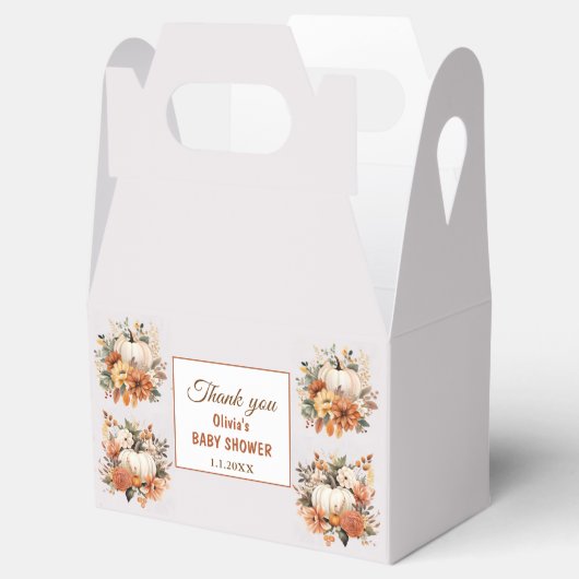 Boho Herfst pompoen Baby shower Bedankdoosjes (Geopend)