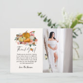 Boho Herfst pompoen baby shower dank u kaart (Staand voorkant)