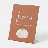 Boho Herfst Pompoen Baby shower gunst Reclamebord Met Voetstuk (Voorkant)