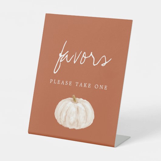 Boho Herfst Pompoen Baby shower gunst Reclamebord Met Voetstuk (Voorkant)