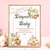 Boho Herfst Pompoen Baby shower Luier Raffle Poste Poster