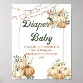 Boho Herfst Pompoen Baby shower Luier Raffle Poste Poster (Voorkant)