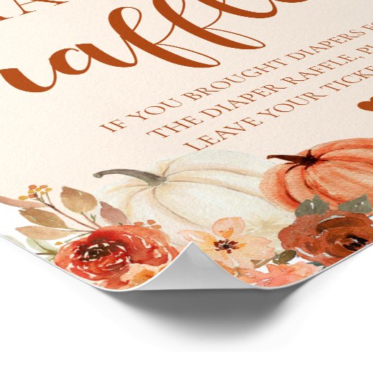 Boho Herfst Pompoen Baby shower Luier Raffle Teken Poster (Hoek)