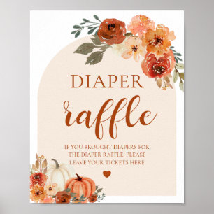 Boho Herfst Pompoen Baby shower Luier Raffle Teken Poster