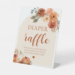 Boho Herfst Pompoen Baby shower Luier Raffle Teken Reclamebord Met Voetstuk