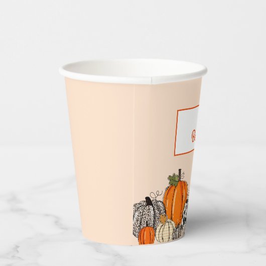Boho Herfst pompoen Baby shower Papieren Bekers (Rechts)