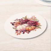 Boho Herfst pompoen Baby shower Ronde Kartonnen Onderzetter (Gebogen)