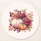 Boho Herfst pompoen Baby shower Ronde Kartonnen Onderzetter (Voorkant)