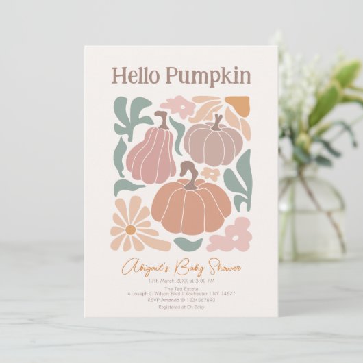 Boho-herfst pompoen babyshower kaart (Staand voorkant)