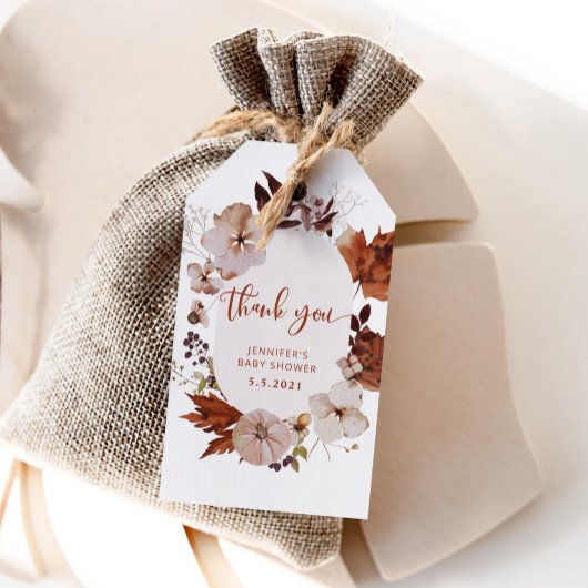 Boho herfst pompoen bedankkaartje cadeaulabel