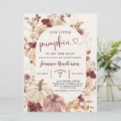 Boho herfst pompoen bloem baby shower uitnodiging (Staand voorkant)