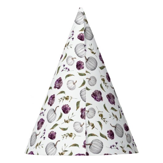 Boho Herfst Pompoen Bloemen Paarse Verjaardagsfees Feesthoedjes (Achterkant)