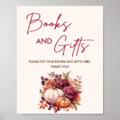 Boho Herfst Pompoen Boeken en Geschenken Baby show Poster (Voorkant)