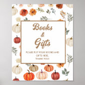 Boho Herfst Pompoen Boeken en Geschenken Baby show Poster (Voorkant)