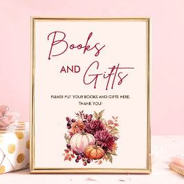Boho Herfst Pompoen Boeken en Geschenken Baby show Poster
