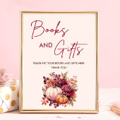 Boho Herfst Pompoen Boeken en Geschenken Baby show Poster
