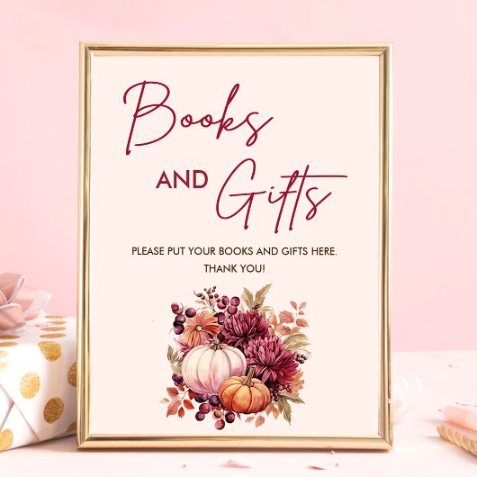 Boho Herfst Pompoen Boeken en Geschenken Baby show Poster
