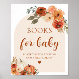 Boho Herfst Pompoen Boeken voor Baby Baby shower T Poster