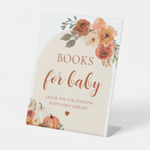 Boho Herfst Pompoen Boeken voor Baby Baby shower T Reclamebord Met Voetstuk