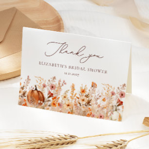 Boho Herfst Pompoen Bruidsfeest Bedankkaart