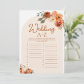 Boho Herfst pompoen bruiloft A-Z Vrijgezellenfeest Kaart (Staand voorkant)