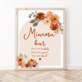 Boho Herfst Pompoen Bruiloftsborrel Mimosa Bar Bor Poster
