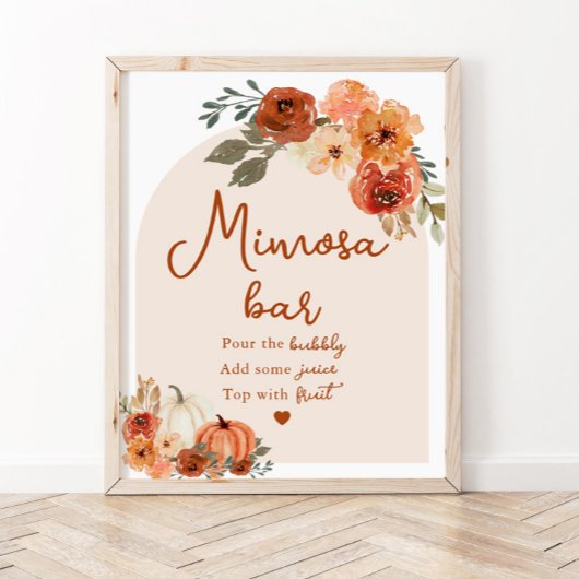 Boho Herfst Pompoen Bruiloftsborrel Mimosa Bar Bor Poster