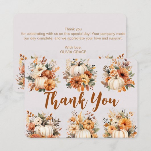 Boho Herfst Pompoen Dank Je Bedankkaart (Voorkant / Achterkant)